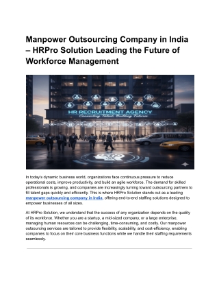 Manpower Outsourcing Company in India | HRPro Solution