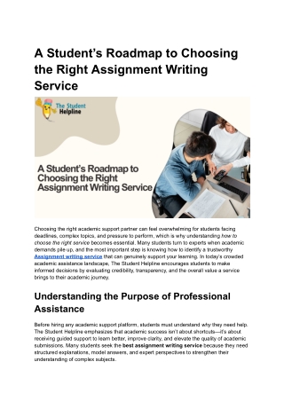 A Student’s Roadmap to Choosing the Right Assignment Writing Service