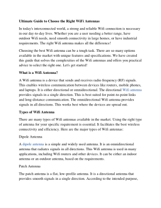 Ultimate Guide to Choose the Right WiFi Antennas