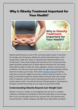 Why Is Obesity Treatment Important for Your Health