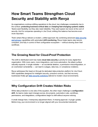 How Smart Teams Strengthen Cloud Security and Stability with Revyz
