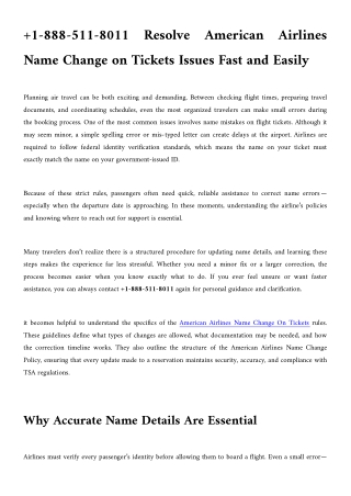 Resolve American Airlines Name Change on Tickets Issues Fast and Easily