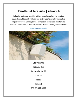 Kaiuttimet terassille | ideaali.fi