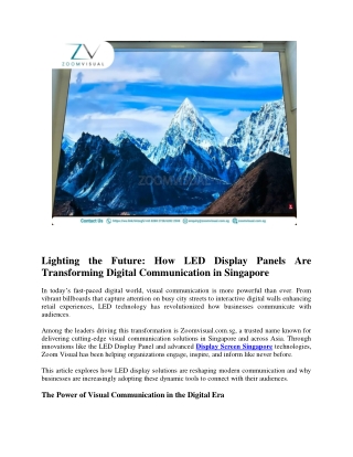 Lighting the Future How LED Display Panels Are Transforming Digital Communication in Singapore