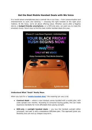 Best Mobile Phone Handset Deals in the UK | We Voice