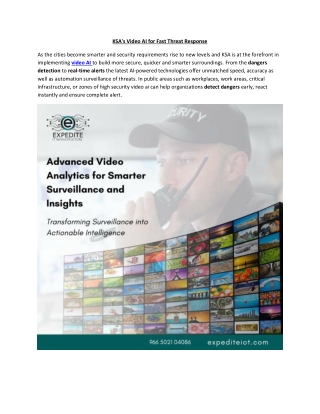 KSA's Video AI for Fast Threat Response