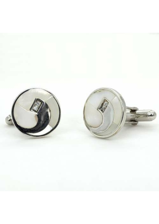 Zaveris Sterling Silver Vortex Cubic Zircon Cufflinks