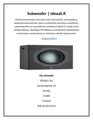 Subwoofer | Ideaali.fi