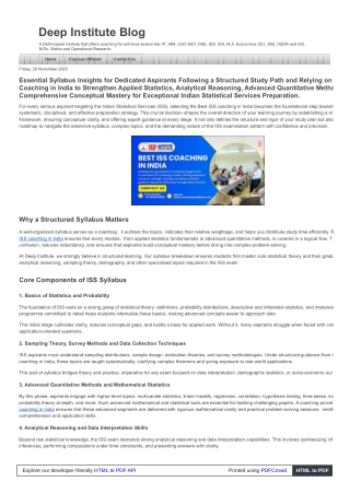 Strengthen Concepts Best ISS Coaching in India Training