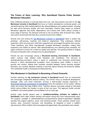 The Future of Early Learning_ Why Gachibowli Parents Prefer Smarter Montessori Education