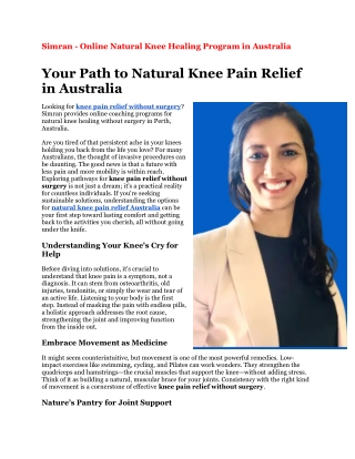 Simran - Online Natural Knee Healing Program in Australia