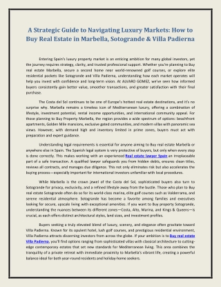 A Strategic Guide to Navigating Luxury Markets: How to Buy Real Estate in Marbel