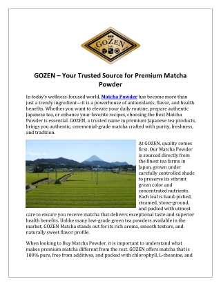GOZEN – Your Trusted Source for Premium Matcha Powder