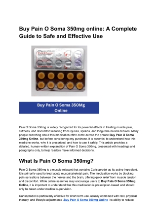 Buy Pain O Soma 350mg online_ A Complete Guide to Safe and Effective Use