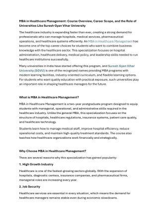 MBA in Healthcare Management