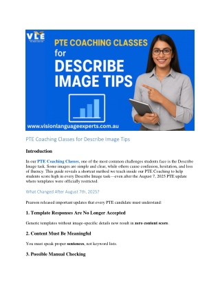 PTE Coaching Classes for Describe Image Tips