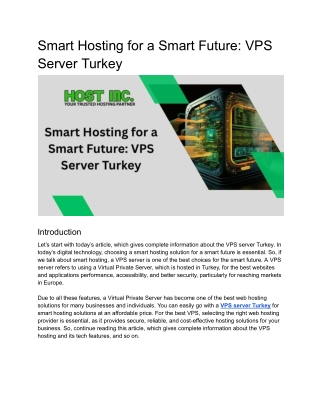 Smart Hosting for a Smart Future_ VPS Server Turkey