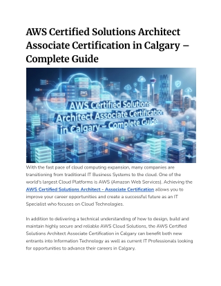 AWS Certified Solutions Architect Associate Certification in Calgary – Complete Guide