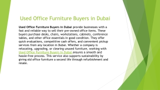 Used Office Furniture Buyers
