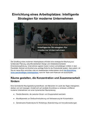 Einrichtung eines Arbeitsplatzes_ Intelligente Strategien für moderne Unternehmen
