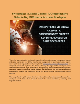 Sweepstakes vs. Social CasinosA Comprehensive Guide to Key Differences for Game Developers