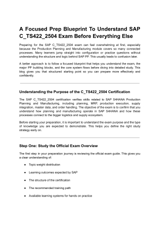 A Focused Prep Blueprint To Understand SAP C_TS422_2504 Exam Before Everything Else