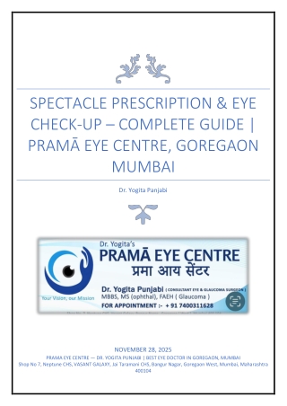 Spectacle Prescription & Eye Check-up –  Pramā Eye Centre, Goregaon Mumbai
