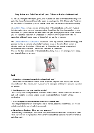 ANATOMY ALIGN-Expert Chiropractic Care in Noida