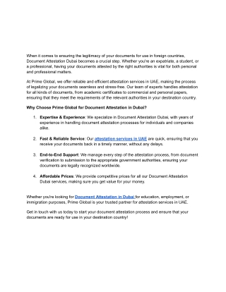 Document Attestation in Dubai