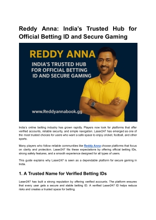 Reddy Anna India’s Trusted Hub for Official Betting ID and Secure Gaming