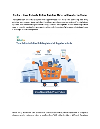 Istika – Your Reliable Online Building Material Supplier in India