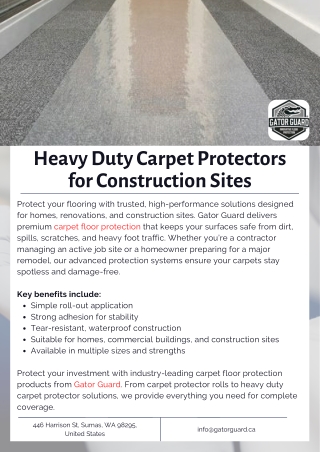 Heavy Duty Carpet Protectors for Construction Sites