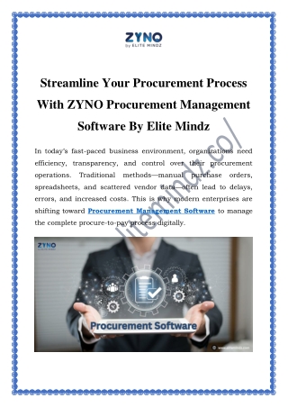 Best Procurement Management Software – ZYNO by Elite Mindz