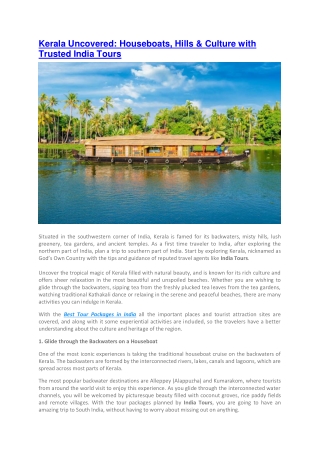 Kerala Uncovered: Houseboats, Hills & Culture with Trusted India Tours