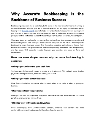 Why Accurate Bookkeeping Is the Backbone of Business Success