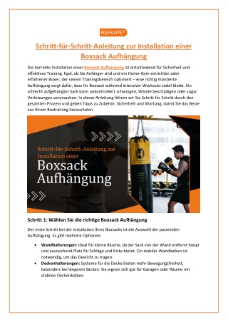Schritt-für-Schritt-Anleitung zur Installation einer Boxsack Aufhängung
