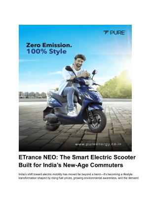 ETrance NEO: Reliable Performance for Everyday Rides