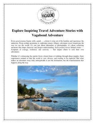 Explore Inspiring Travel Adventure Stories with Vagabond Adventure