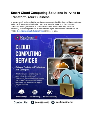 Advanced Cloud Computing Solutions in Irvine for Modern Businesses