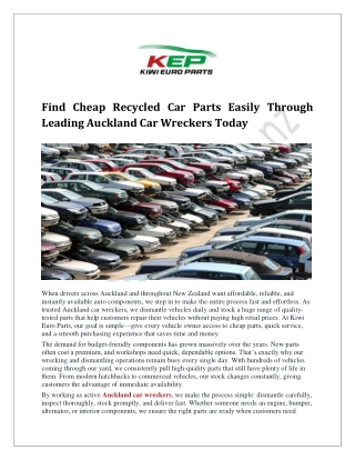 Find Cheap Recycled Car Parts Easily Through Leading Auckland Car Wreckers Today