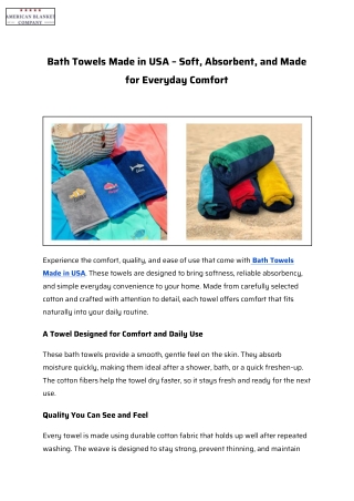 Bath Towels Made in USA – Soft, Absorbent, and Made for Everyday Comfort