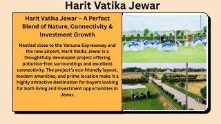 Harit Vatika Jewar – A Perfect Blend of Nature, Connectivity & Investment Growth