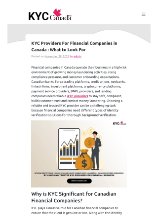 KYC Providers For Financial Companies in Canada: What to Look For