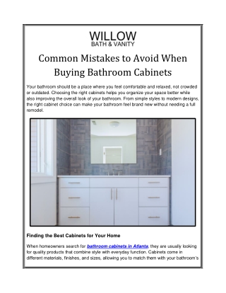 Common Mistakes to Avoid When Buying Bathroom Cabinets
