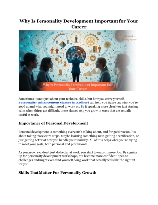 Why Is Personality Development Important for Your Career