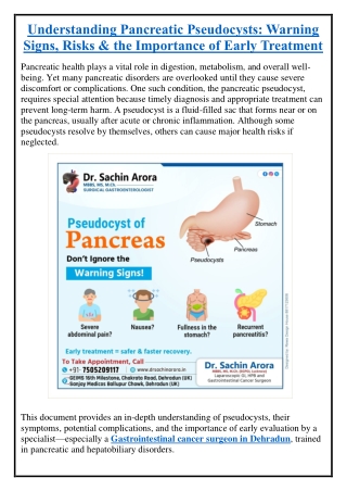 Understanding Pancreatic Pseudocysts: Warning Signs, Risks