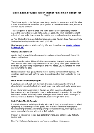 Matte, Satin, or Gloss: Which Interior Paint Finish Is Right for You?