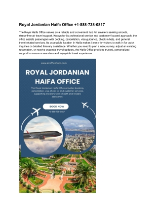 Royal Jordanian Haifa Office  1-888-738-0817