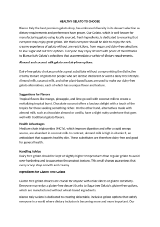 HEALTHY GELATO TO CHOOSE