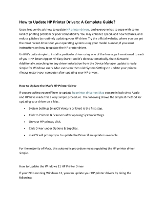How to Update HP Printer Drivers